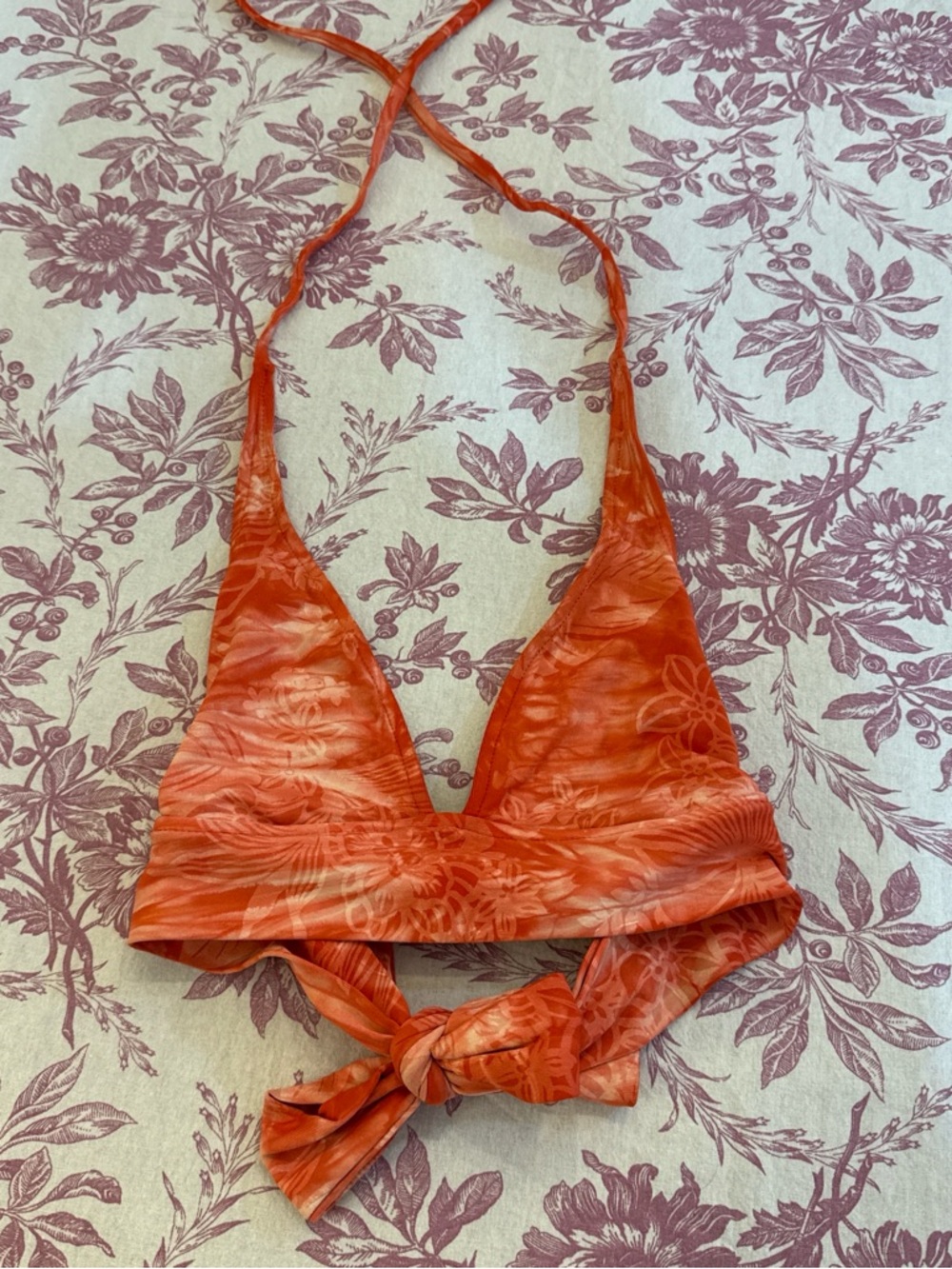 Vintage 90s-2000s orange lucky brand halter bikini top , fits small medium